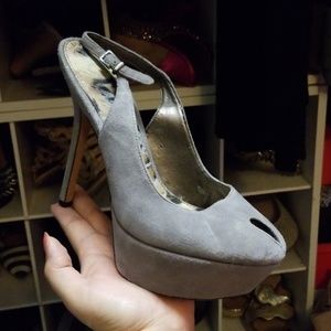 Sam Edelman Gray Suede Peep Toe Heel